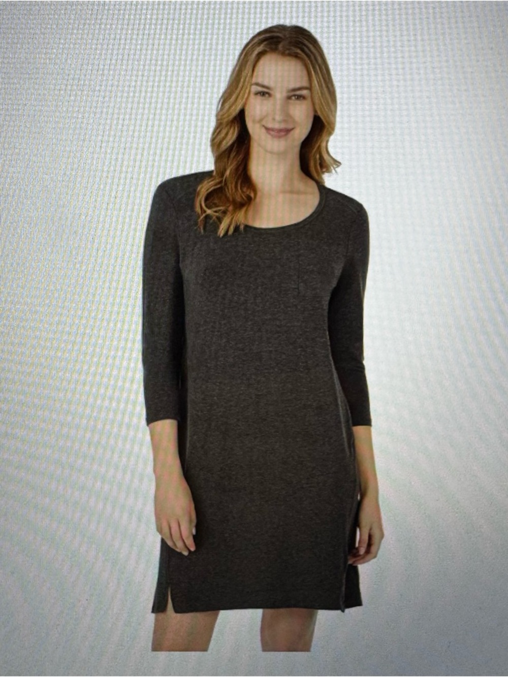 NWT Cuddl Duds Sleep Shirt Dress 3/4 sleeve Nightgown Grey Medium Essentials New